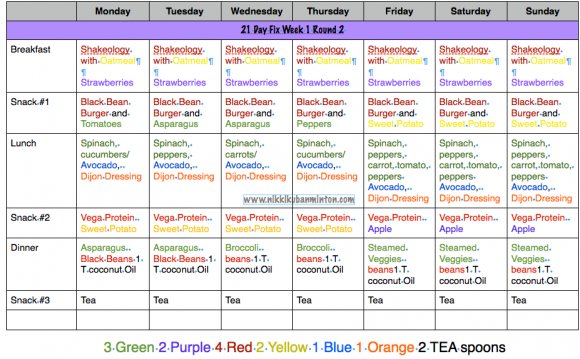 Vegan meal plan, 21 day fix