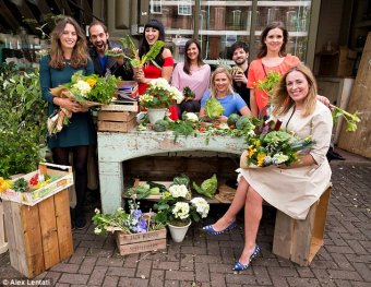 Amelia (far left) poses with other healthy food writers and restaurateurs, from left to right: Ella Woodward, Russell Bateman, Melissa Hemsley, Irene Arango, Rose Lloyd Owen, Richard Harvardi, Shelley Martin Light