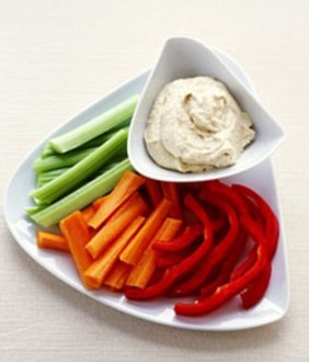 Snack on healthy nibbles such as vegetable crudites