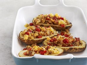 Twice-baked Potatoes with pepper hash